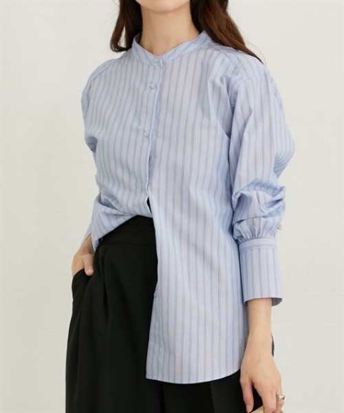 nissen（ニッセン）の「ワイドカフスオーバーサイズシャツ（シャツ/ブラウス・レディース・ブルー/グリーン/ブラウン・M/L/LL）」の4枚目の写真