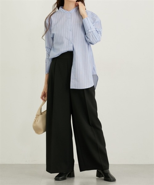 nissen（ニッセン）の「ワイドカフスオーバーサイズシャツ（シャツ/ブラウス・レディース・ブルー/グリーン/ブラウン・M/L/LL）」の5枚目の写真