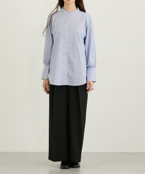 nissen（ニッセン）の「ワイドカフスオーバーサイズシャツ（シャツ/ブラウス・レディース・ブルー/グリーン/ブラウン・M/L/LL）」の6枚目の写真