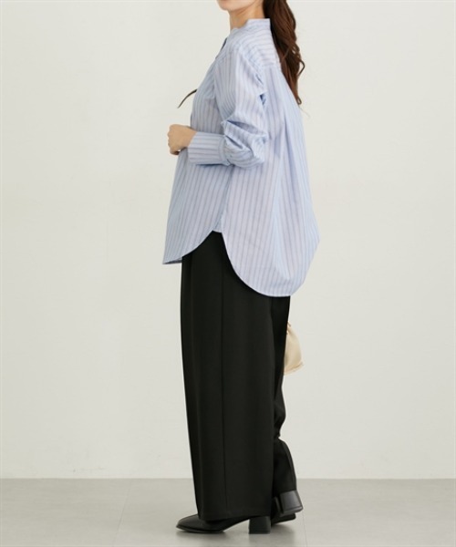 nissen（ニッセン）の「ワイドカフスオーバーサイズシャツ（シャツ/ブラウス・レディース・ブルー/グリーン/ブラウン・M/L/LL）」の7枚目の写真