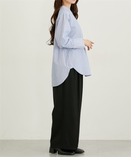 nissen（ニッセン）の「ワイドカフスオーバーサイズシャツ（シャツ/ブラウス・レディース・ブルー/グリーン/ブラウン・M/L/LL）」の9枚目の写真