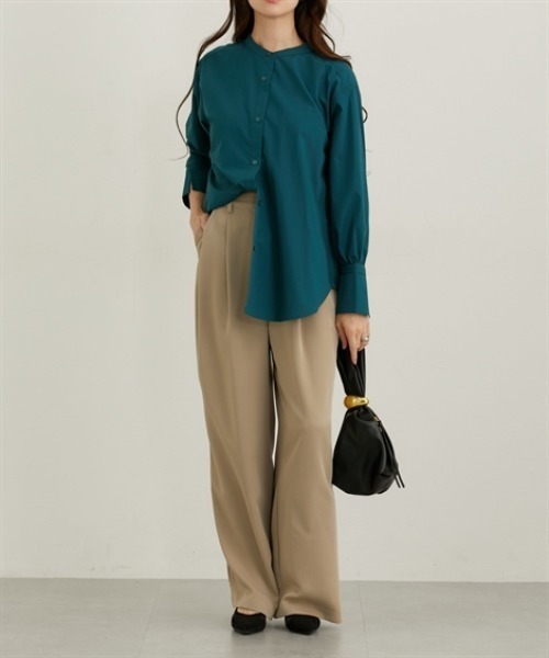 nissen（ニッセン）の「ワイドカフスオーバーサイズシャツ（シャツ/ブラウス・レディース・ブルー/グリーン/ブラウン・M/L/LL）」の12枚目の写真