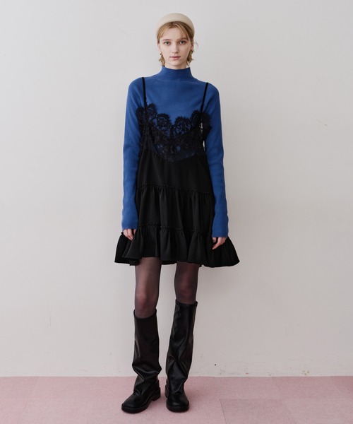 LA BELLE ETUDE（ラベルエチュード）の「モチーフレースAラインキャミチュニック（ワンピース・レディース・ブラック/その他・FREE）」の3枚目の写真