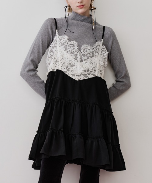 LA BELLE ETUDE（ラベルエチュード）の「モチーフレースAラインキャミチュニック（ワンピース・レディース・ブラック/その他・FREE）」の11枚目の写真