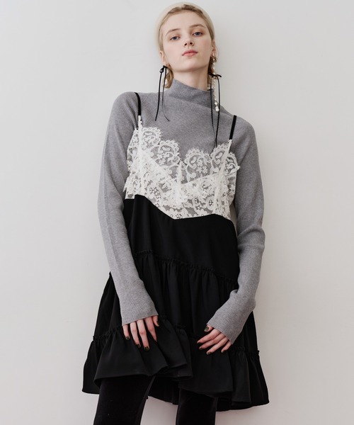 LA BELLE ETUDE（ラベルエチュード）の「モチーフレースAラインキャミチュニック（ワンピース・レディース・ブラック/その他・FREE）」の5枚目の写真