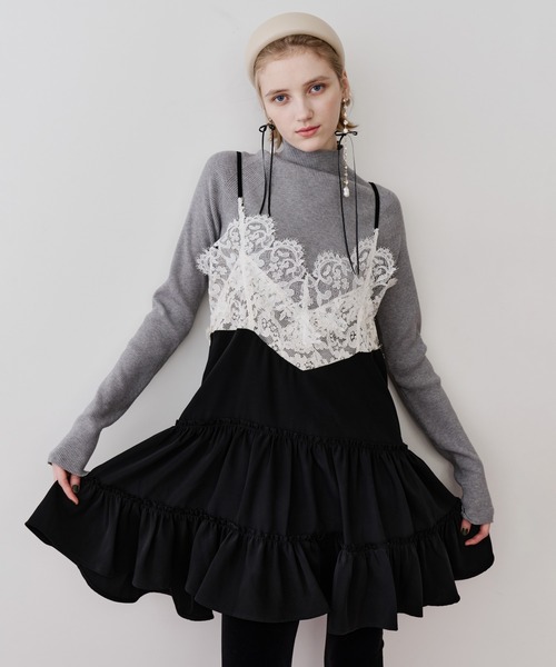 LA BELLE ETUDE（ラベルエチュード）の「モチーフレースAラインキャミチュニック（ワンピース・レディース・ブラック/その他・FREE）」の6枚目の写真