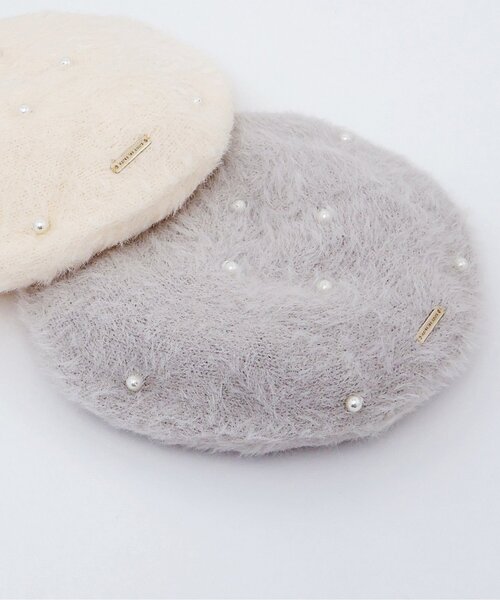 apres les cours（アプレレクール）の「パールシャギーベレー（ハンチング/ベレー帽・キッズ・グレー/アイボリー・54/58）」の2枚目の写真