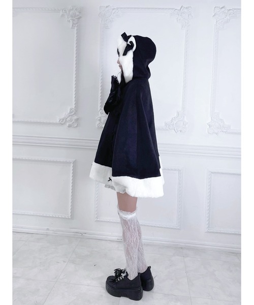 Ank Rouge(アンクルージュ)の「ネコちゃんポンチョコート(ポンチョ・レディース・ピンク/ブラック・M)」の10枚目の写真