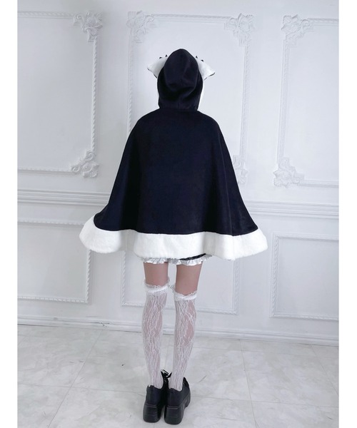 Ank Rouge(アンクルージュ)の「ネコちゃんポンチョコート(ポンチョ・レディース・ピンク/ブラック・M)」の11枚目の写真