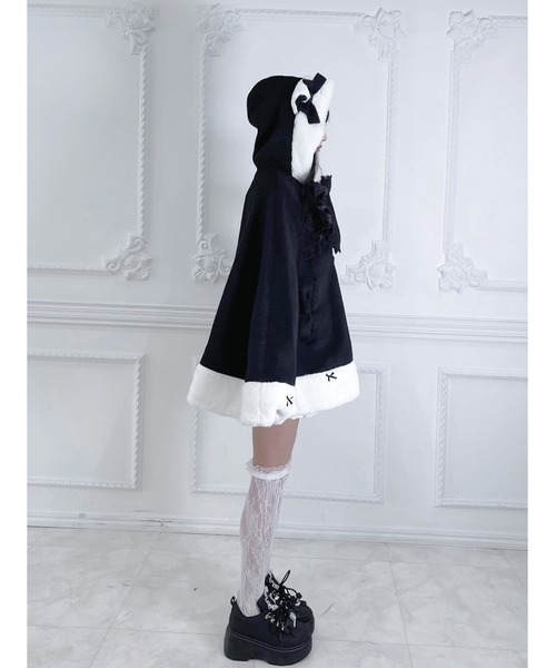 Ank Rouge(アンクルージュ)の「ネコちゃんポンチョコート(ポンチョ・レディース・ピンク/ブラック・M)」の12枚目の写真