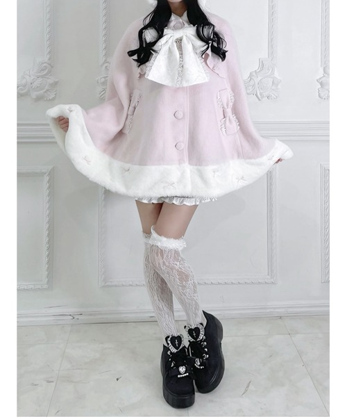 Ank Rouge(アンクルージュ)の「ネコちゃんポンチョコート(ポンチョ・レディース・ピンク/ブラック・M)」の14枚目の写真