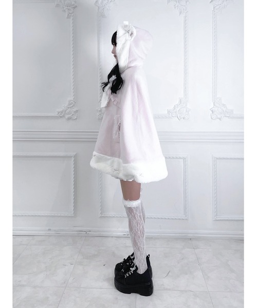 Ank Rouge(アンクルージュ)の「ネコちゃんポンチョコート(ポンチョ・レディース・ピンク/ブラック・M)」の15枚目の写真