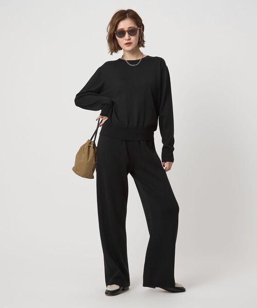 conte（コンテ）の「＜conte＞ハイゲージ  クルーネックニット（ニット/セーター・レディース・ブラック/ベージュ/ワイン/ネイビー・FREE）」の8枚目の写真