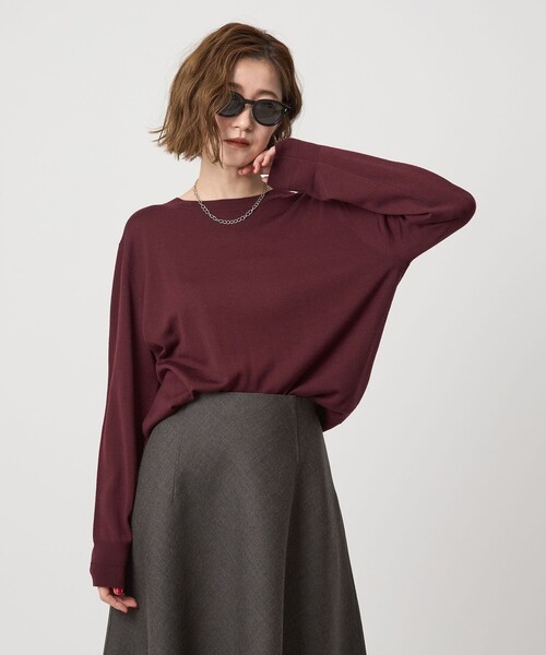 conte（コンテ）の「＜conte＞ハイゲージ  クルーネックニット（ニット/セーター・レディース・ブラック/ベージュ/ワイン/ネイビー・FREE）」の13枚目の写真