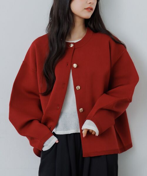 RETRO GIRL(レトロガール)の「金ボタンポリカーデ(カーディガン/ボレロ・レディース・レッド/ブラック/ナチュラル・FREE)」の1枚目の写真
