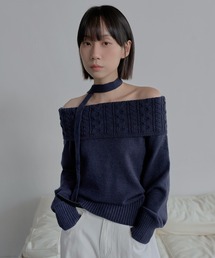 オフショルダー」に該当するトップス（ブルー・ネイビー/青色系