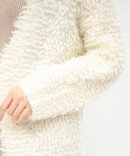 ROYAL PARTY（ロイヤルパーティー）の「モコモコニットカーディガン（カーディガン/ボレロ・レディース・グレー/ベージュ/オフホワイト・FREE）」の6枚目の写真