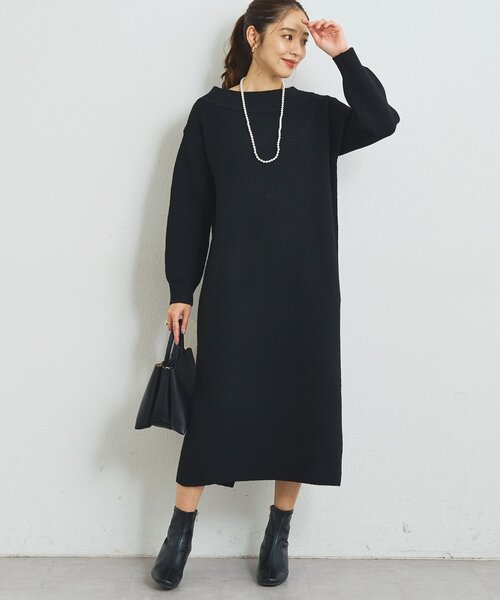 un dix cors(アンディコール)の「《大人可愛い主役級アイテム◎》2WAYボートネックリボンニットワンピ(ワンピース・レディース・グレー/ブラック/アイボリー・FREE)」の1枚目の写真