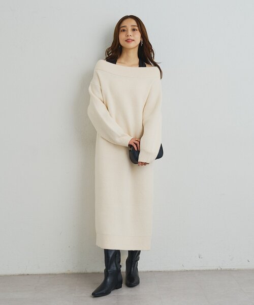 un dix cors(アンディコール)の「《大人可愛い主役級アイテム◎》2WAYボートネックリボンニットワンピ(ワンピース・レディース・グレー/ブラック/アイボリー・FREE)」の14枚目の写真