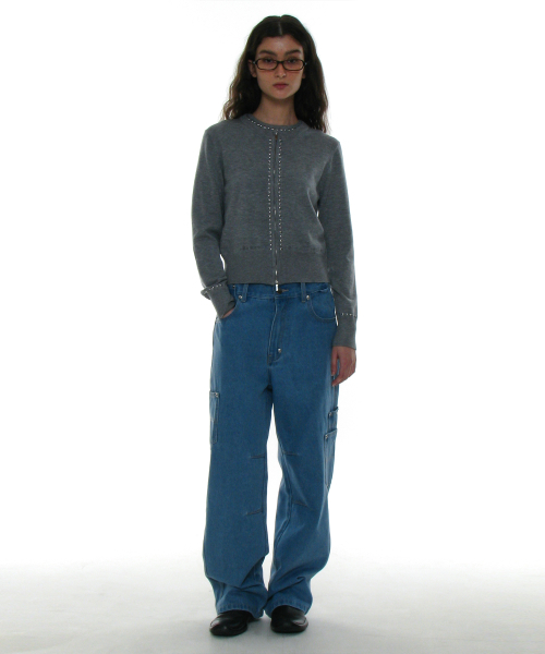 PARTIMENTO WOMEN(パルティメントウィメン)の「アンバランスポケットワークジーンズ_ライトブルー(デニムパンツ・レディース・その他・SMALL/MEDIUM)」の4枚目の写真