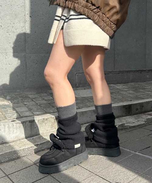 RAY CASSIN（レイカズン）の「配色レッグウォーマー（レッグウォーマー・レディース・アイボリー/ブラック系その他2/グレー系その他2・FREE）」の8枚目の写真