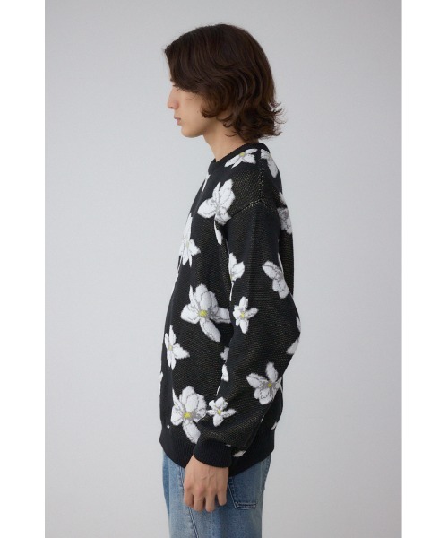 AZUL by moussy(アズールバイマウジー)の「フラワーダブルジャガードニット(ニット/セーター・メンズ・ブラック系その他/グレー系その他/ホワイト系その他・MEDIUM/LARGE)」の11枚目の写真