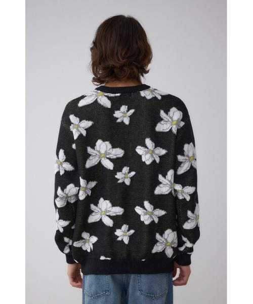 AZUL by moussy(アズールバイマウジー)の「フラワーダブルジャガードニット(ニット/セーター・メンズ・ブラック系その他/グレー系その他/ホワイト系その他・MEDIUM/LARGE)」の12枚目の写真