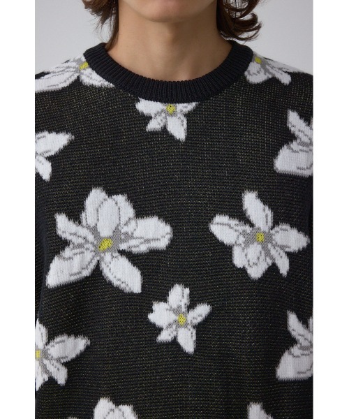 AZUL by moussy(アズールバイマウジー)の「フラワーダブルジャガードニット(ニット/セーター・メンズ・ブラック系その他/グレー系その他/ホワイト系その他・MEDIUM/LARGE)」の13枚目の写真