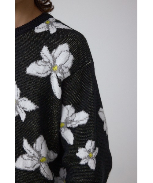 AZUL by moussy(アズールバイマウジー)の「フラワーダブルジャガードニット(ニット/セーター・メンズ・ブラック系その他/グレー系その他/ホワイト系その他・MEDIUM/LARGE)」の14枚目の写真
