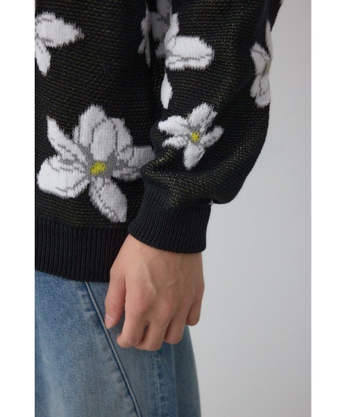 AZUL by moussy(アズールバイマウジー)の「フラワーダブルジャガードニット(ニット/セーター・メンズ・ブラック系その他/グレー系その他/ホワイト系その他・MEDIUM/LARGE)」の15枚目の写真