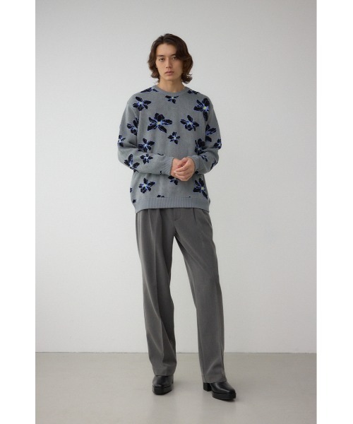 AZUL by moussy(アズールバイマウジー)の「フラワーダブルジャガードニット(ニット/セーター・メンズ・ブラック系その他/グレー系その他/ホワイト系その他・MEDIUM/LARGE)」の19枚目の写真