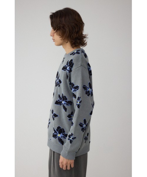AZUL by moussy(アズールバイマウジー)の「フラワーダブルジャガードニット(ニット/セーター・メンズ・ブラック系その他/グレー系その他/ホワイト系その他・MEDIUM/LARGE)」の21枚目の写真