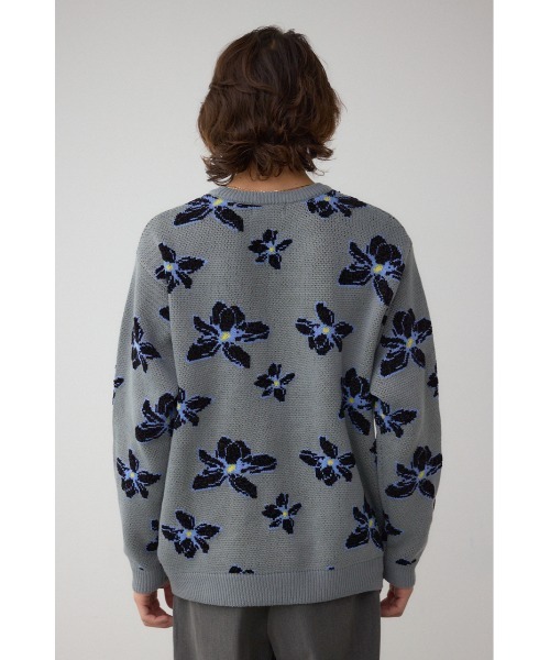 AZUL by moussy(アズールバイマウジー)の「フラワーダブルジャガードニット(ニット/セーター・メンズ・ブラック系その他/グレー系その他/ホワイト系その他・MEDIUM/LARGE)」の22枚目の写真