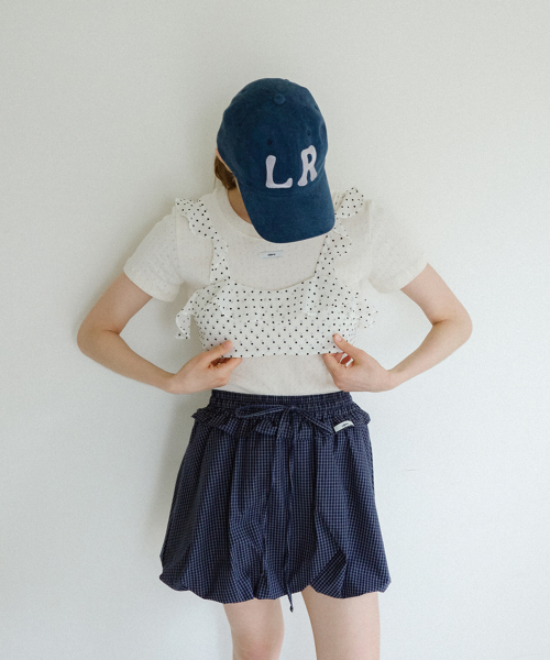 LETERIE(レテリー)の「CHECK FRILL BALLON SKIRT_NAVY(スカート・レディース・ネイビー・FREE)」の3枚目の写真
