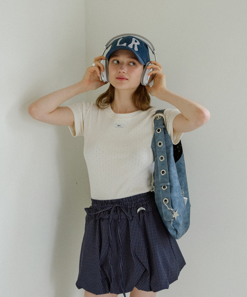 LETERIE(レテリー)の「CHECK FRILL BALLON SKIRT_NAVY(スカート・レディース・ネイビー・FREE)」の4枚目の写真