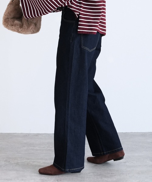 reca(レカ)の「飾り釦付き裏ゴムストレートデニムパンツ(デニムパンツ・レディース・グレー/ブルー/ネイビー/ライトブルー・M/L/LL)」の17枚目の写真