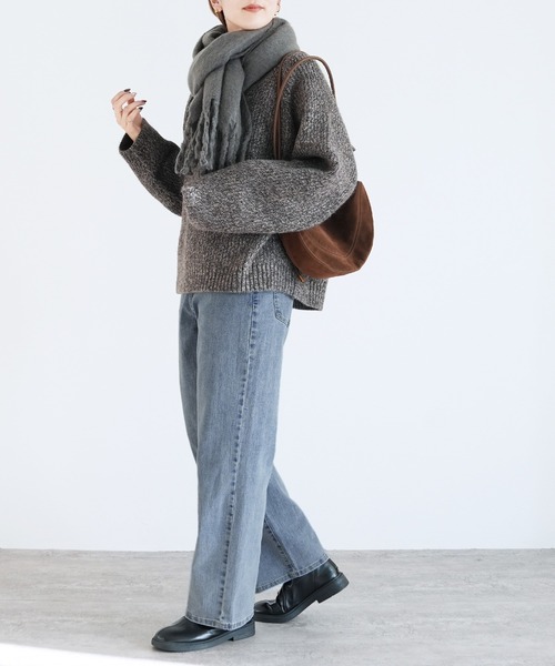 reca(レカ)の「飾り釦付き裏ゴムストレートデニムパンツ(デニムパンツ・レディース・グレー/ブルー/ネイビー/ライトブルー・M/L/LL)」の20枚目の写真