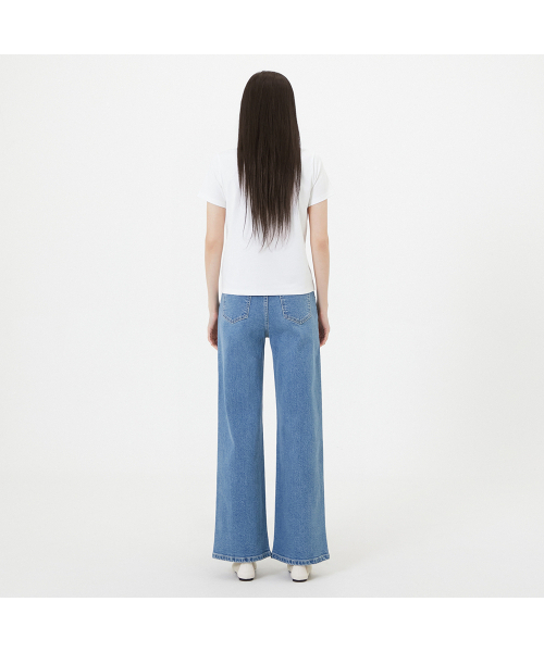 LAP(ラップ)の「ソフトバンドウォッシングセミワイドパンツ AR7DP163(デニムパンツ・レディース・ブラック/ダークブルー・MEDIUM/SMALL/LARGE)」の3枚目の写真
