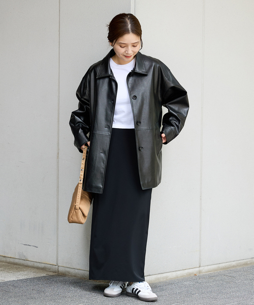 追加2》ウォッシャブルフェイクレザーファー襟付カバーオール