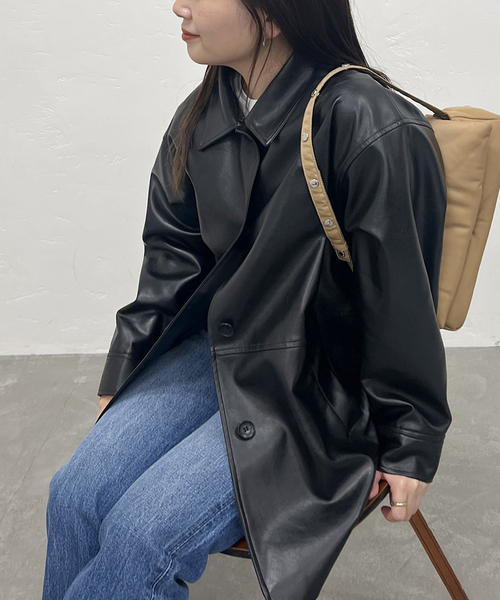 追加2》ウォッシャブルフェイクレザーファー襟付カバーオール