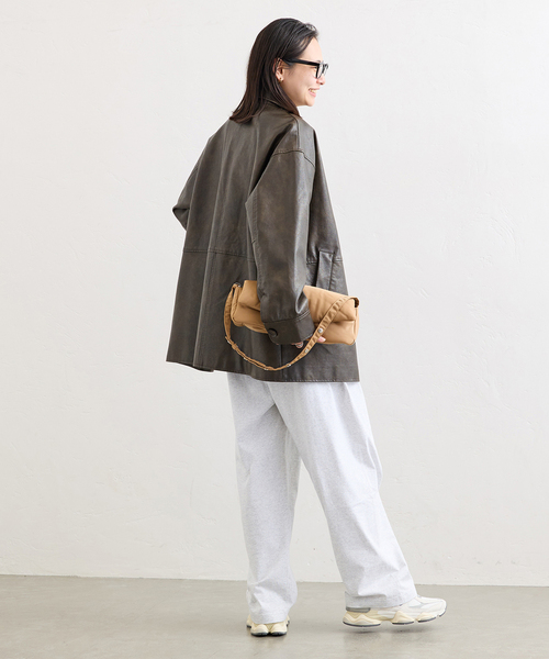 追加2》ウォッシャブルフェイクレザーファー襟付カバーオール