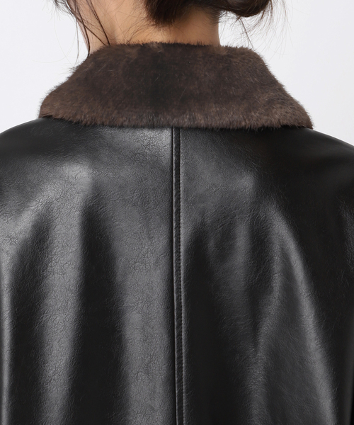 追加2》ウォッシャブルフェイクレザーファー襟付カバーオール