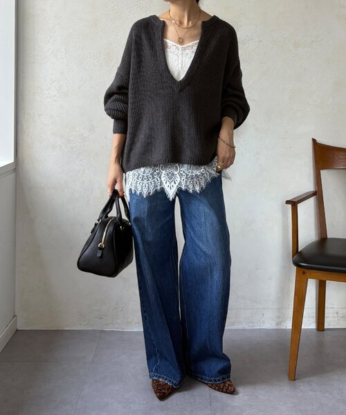 セール】ウール混スキッパープルオーバー（ニット/セーター）｜DouDou