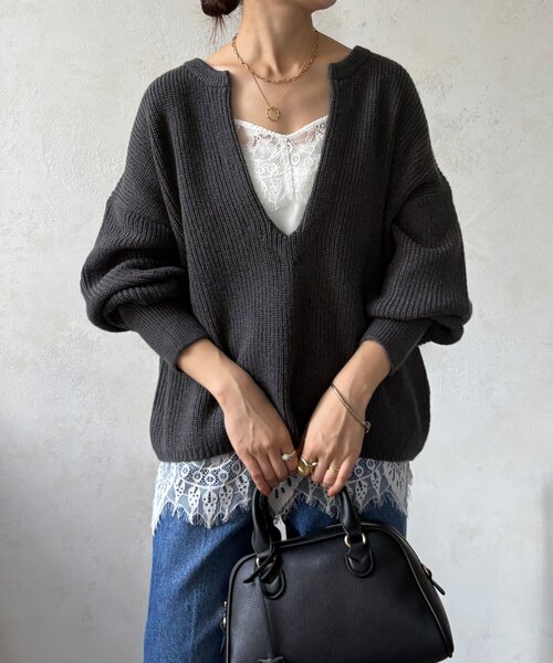 セール】ウール混スキッパープルオーバー（ニット/セーター）｜DouDou