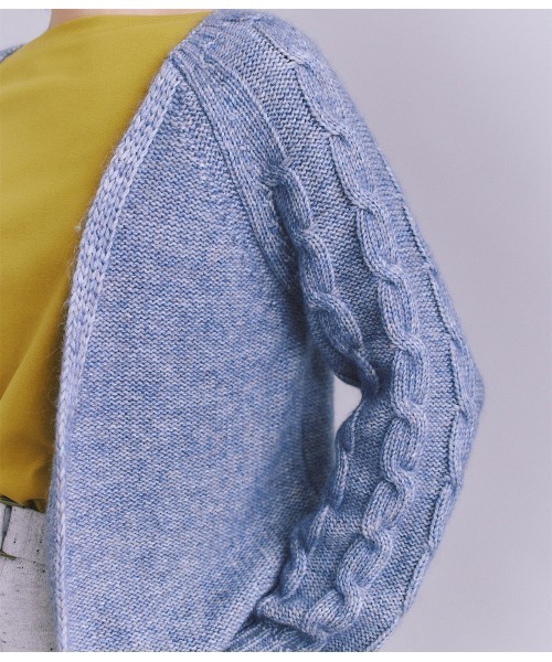 SIPULI（シプリ）の「Cotton Alpaca ケーブルラグランニットカーディガン（ニット/セーター・レディース・ベージュ/サックスブルー・2）」の18枚目の写真