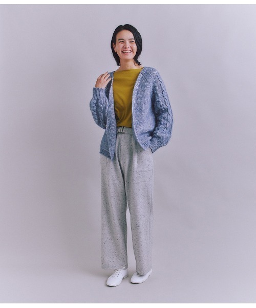 SIPULI（シプリ）の「Cotton Alpaca ケーブルラグランニットカーディガン（ニット/セーター・レディース・ベージュ/サックスブルー・2）」の15枚目の写真