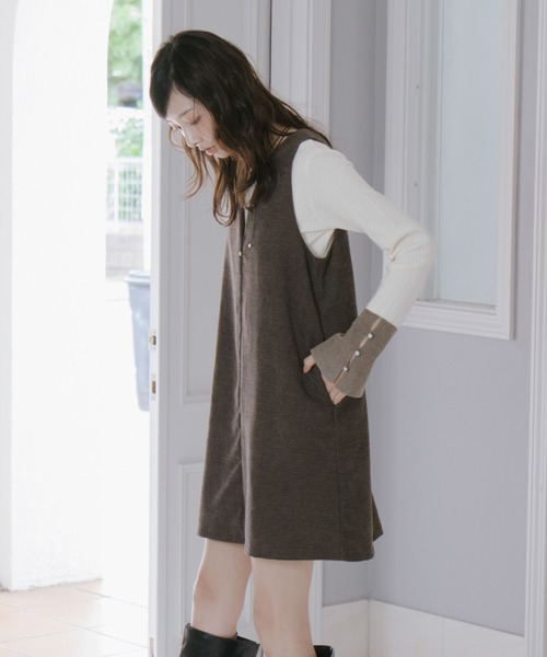 archives（アルシーヴ）の「２ｗａｙＶネックミニジャンスカ（ジャンパースカート・レディース・ブラウン/グレー・MEDIUM）」の18枚目の写真