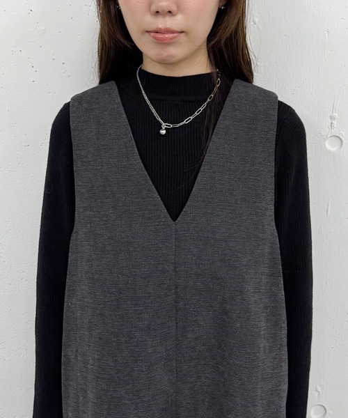 archives（アルシーヴ）の「２ｗａｙＶネックミニジャンスカ（ジャンパースカート・レディース・ブラウン/グレー・MEDIUM）」の13枚目の写真