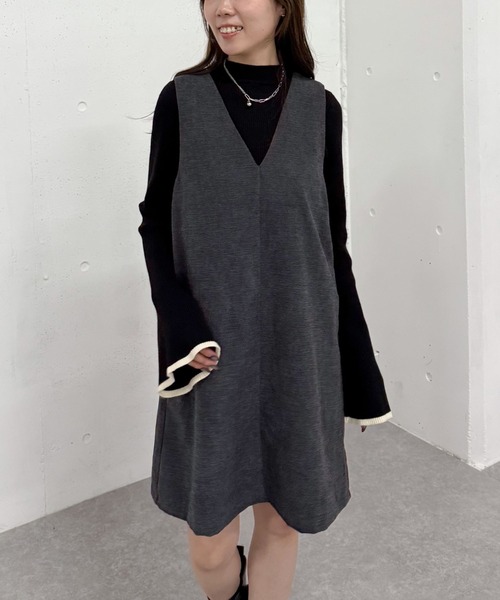 archives（アルシーヴ）の「２ｗａｙＶネックミニジャンスカ（ジャンパースカート・レディース・ブラウン/グレー・MEDIUM）」の21枚目の写真