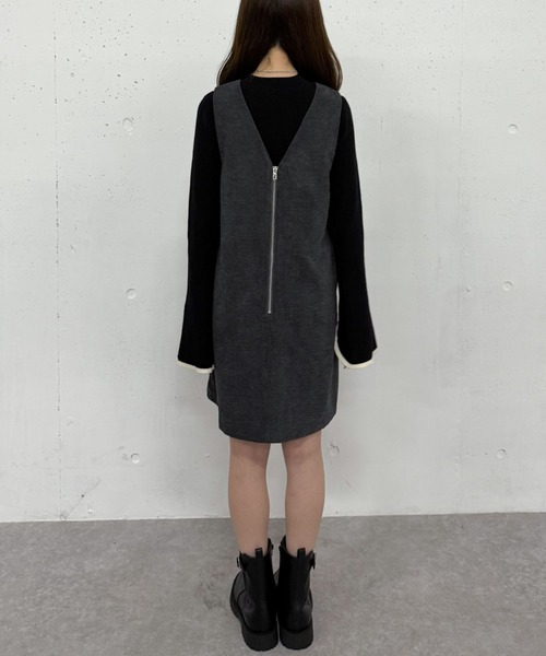 archives（アルシーヴ）の「２ｗａｙＶネックミニジャンスカ（ジャンパースカート・レディース・ブラウン/グレー・MEDIUM）」の12枚目の写真